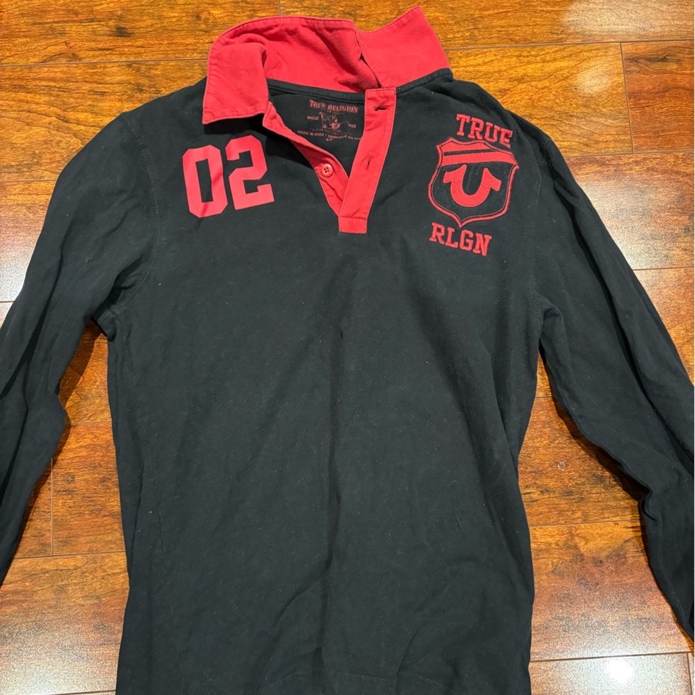 True Religion Black and Red Long Sleeve Shirt